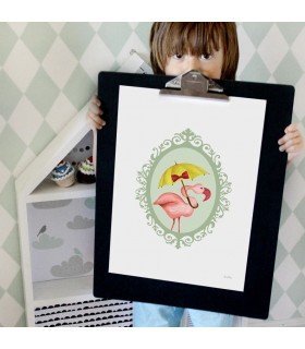 lamina A3 flamingo dessin design tattookidsstore.es decoracion habitacion niños